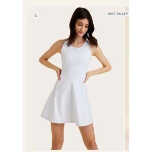 Alala White Serena Tennis Dress Medium Slim Fit Racerback Design Pindot Mesh